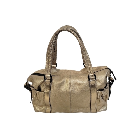 Burberry Farrar Metallic Gold Leather Large Drawstring Shoulder Bag - Picture 3 of 15